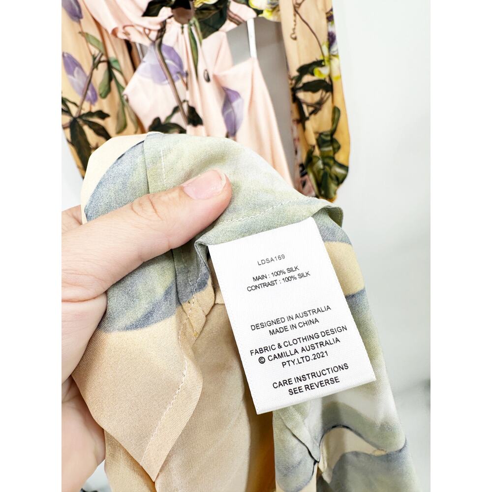 Camilla U-Ring Cut Out Dress in Original Sin‎ Silk Maxi Size L NEW - Picture 6 of 12